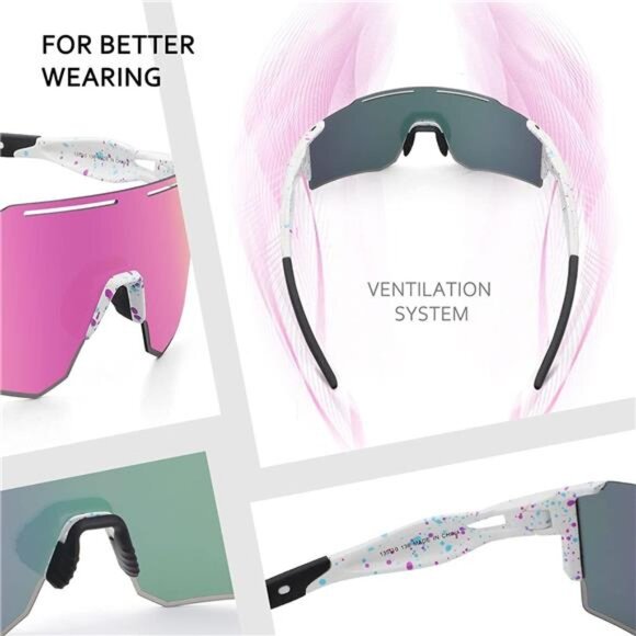 Cycling Sunglasses for Men Women with 3 Interchangeable Lenses, Polarized Sports - Picture 2 of 7